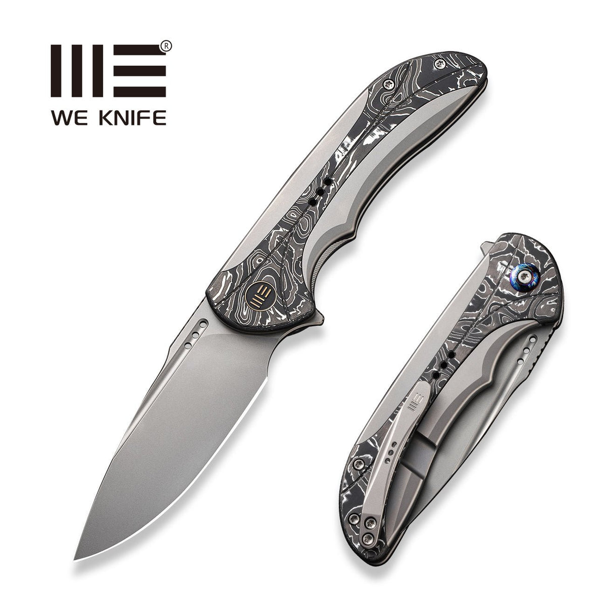 WEKNIFE Equivik Flipper Knife Titanium & Carbon Fiber Handle (3.48" CPM 20CV Blade) WE23020-1