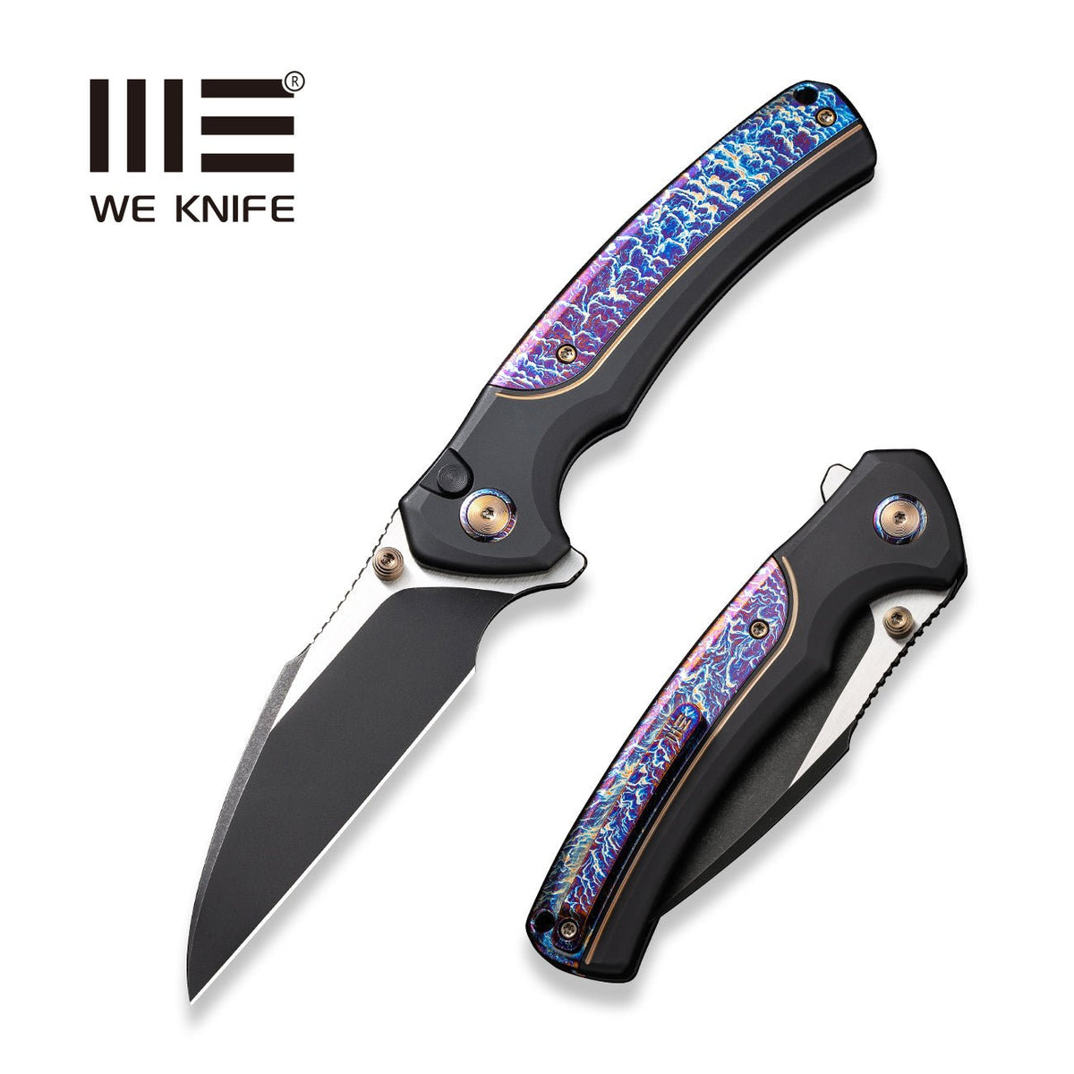 WEKNIFE Ziffius Flipper & Thumb Stud & Button Lock Knife Titanium Handle (3.7" CPM 20CV Blade) WE22024D-1