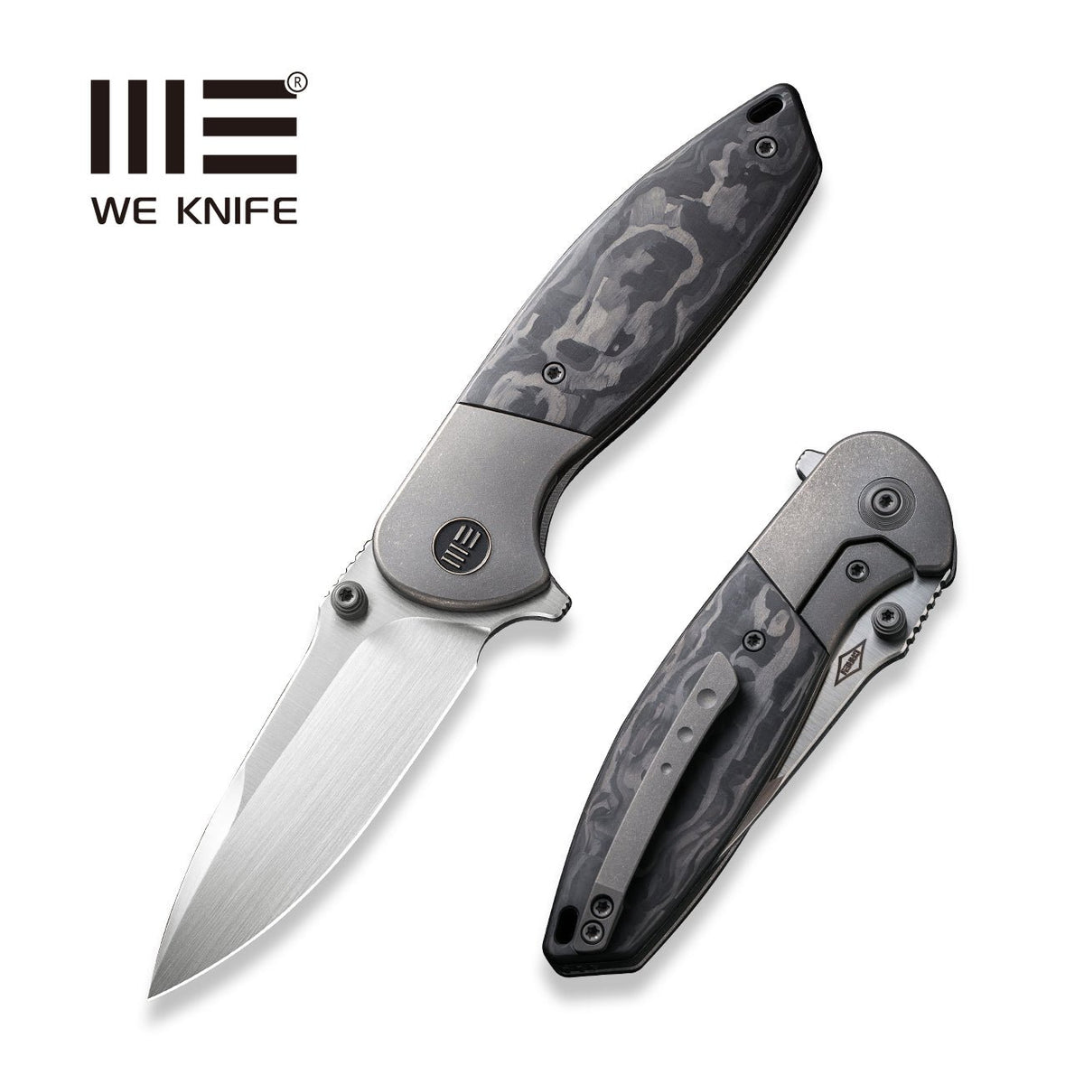 WEKNIFE Nitro Mini Flipper & Thumb Stud Knife Titanium & Carbon Fiber Handle (3.13" CPM 20CV Blade) WE22015-1