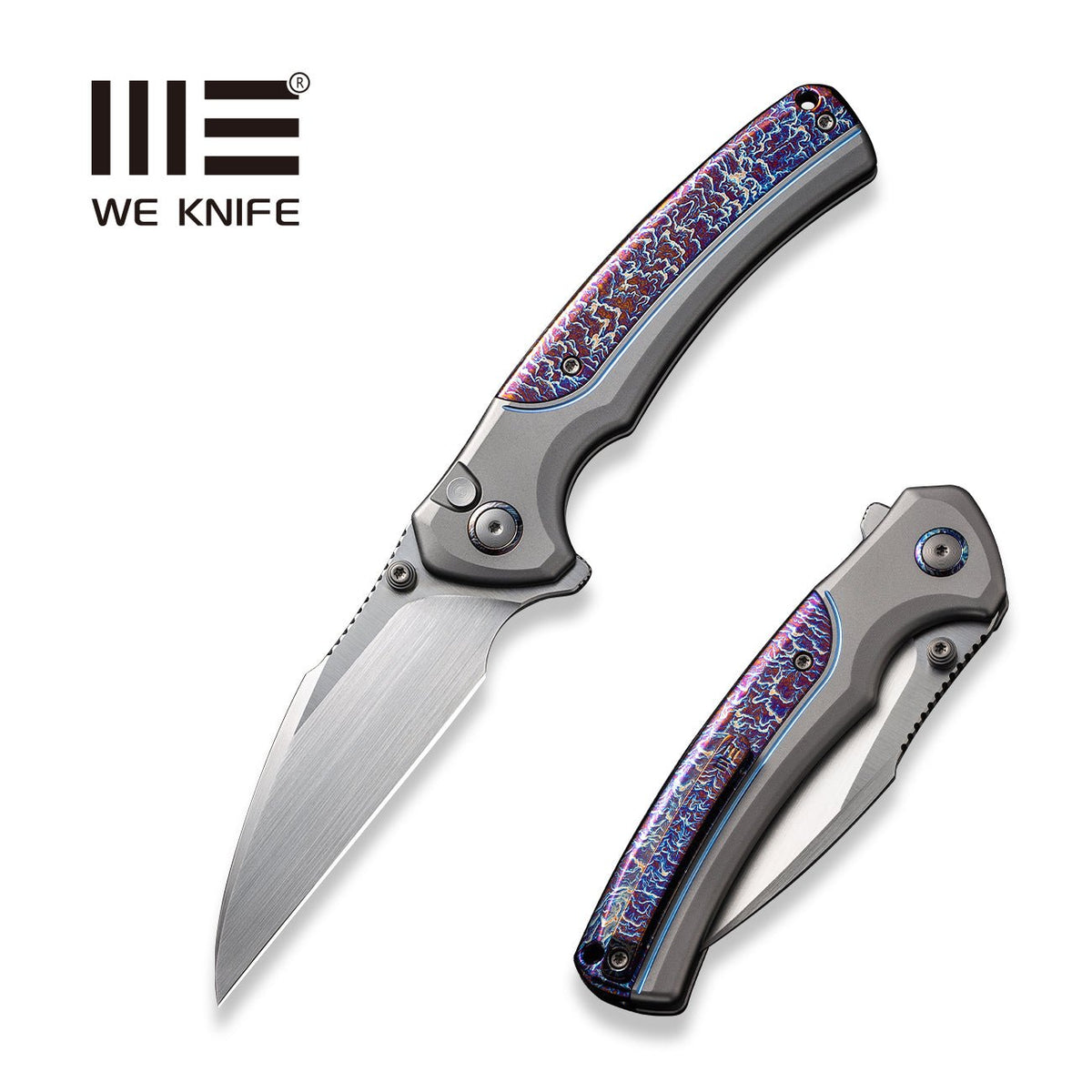 WEKNIFE Ziffius Flipper & Thumb Stud & Button Lock Knife Titanium Handle (3.7" CPM 20CV Blade) WE22024D-4