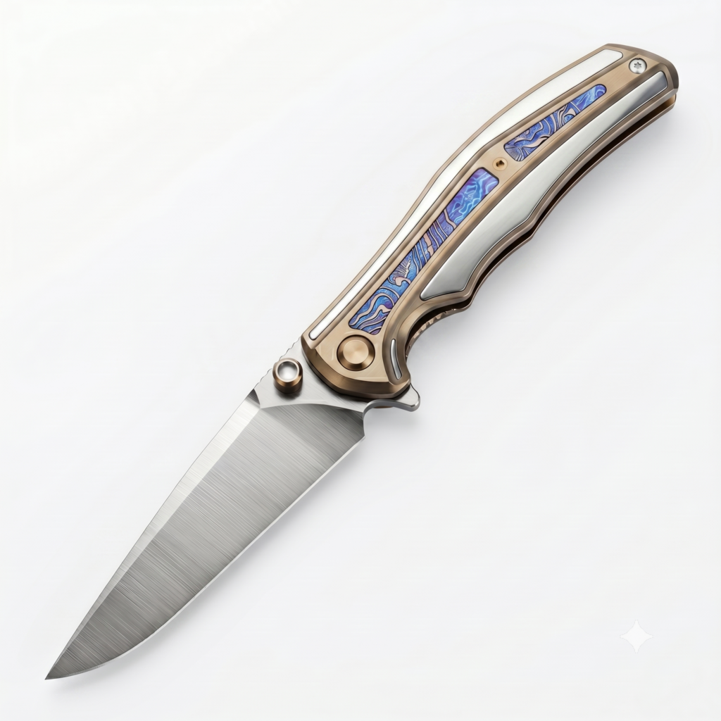 M390 titanium alloy outdoor folding knife with multi-functional peeling and cutting